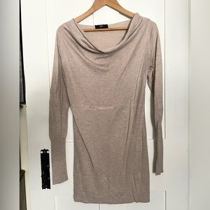 Massimo Women's Cream Wide Scoop Cowl Dress Long Sleeve size-M